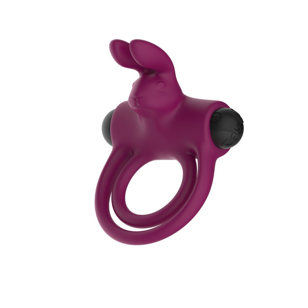 Silicone Rabbit Vibrating Cock Ring Purple USB Rechargeable Penis Ring - COCK RINGS