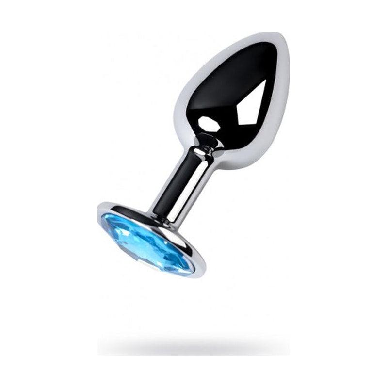 Silver Metal Anal Plug w Topaz Crystal Small - Naughty by Nature Adult Store