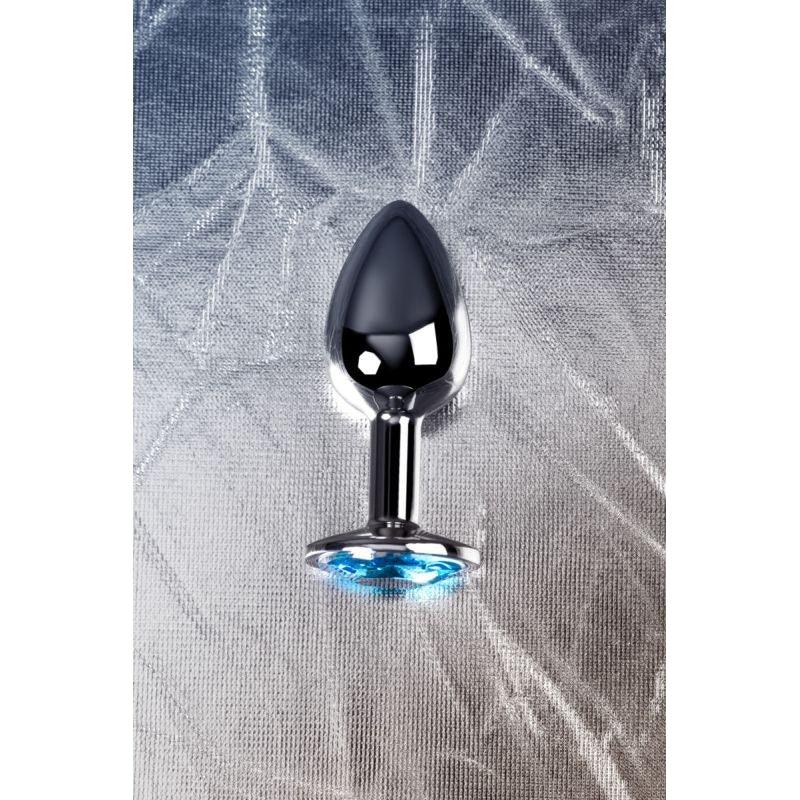Silver Metal Anal Plug w Topaz Crystal Small - Naughty by Nature Adult Store