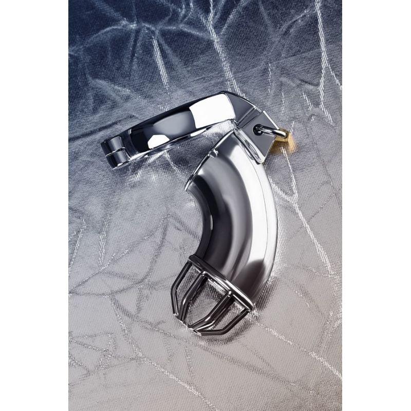 Silver Metal Cock Cage w Rings and Lock - Adult Toys