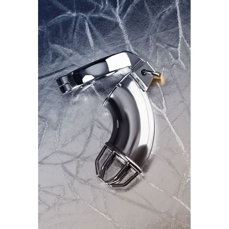 Silver Metal Cock Cage w Rings and Lock - Adult Toys