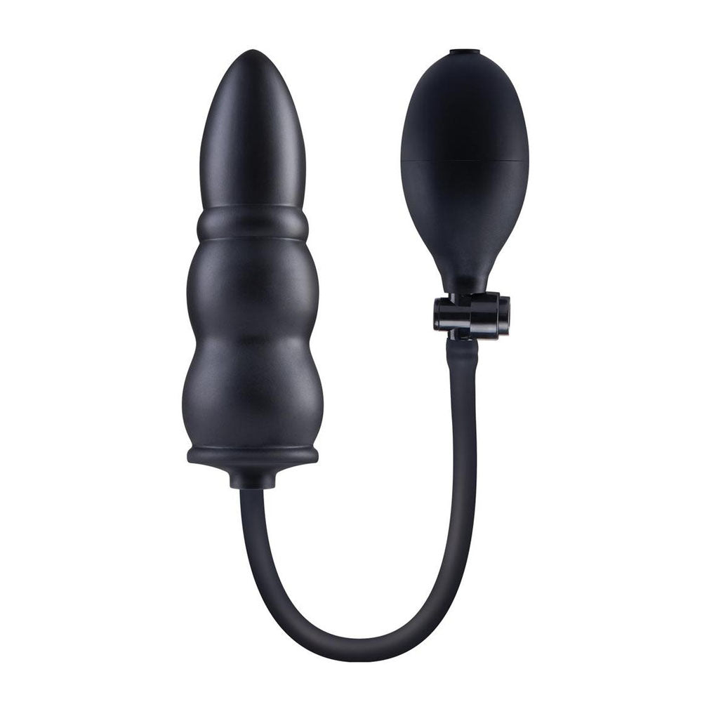 Size Up 5.5 Inch Ripple Inflatable Butt Plug Black 15.2 cm - ANAL TOYS