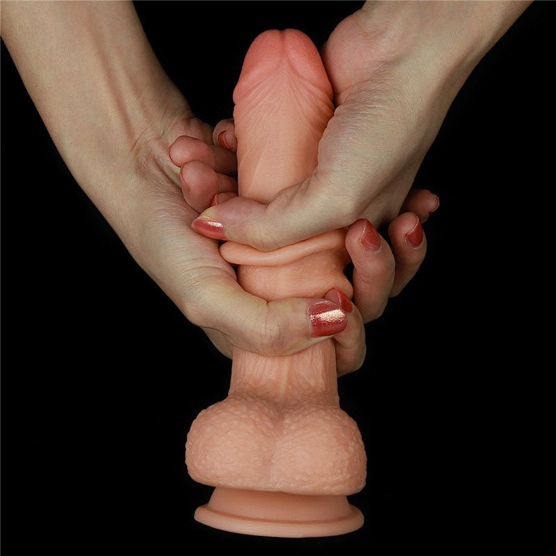 Sliding Skin Dual Layer Dong - Flesh (7'') with Flexible Skin - DONGS