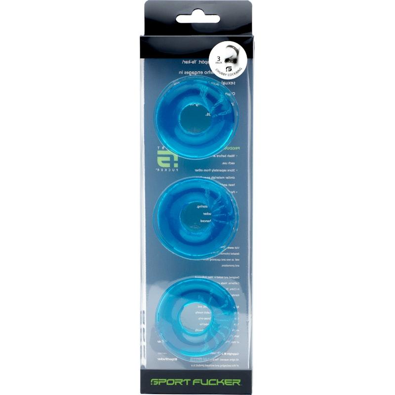 Sport Fucker Chubby Cockring 3 Pk Ice Blue - Adult Toys