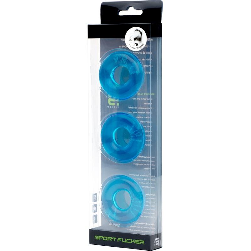 Sport Fucker Chubby Cockring 3 Pk Ice Blue - Adult Toys