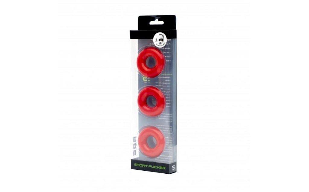 Sport Fucker Chubby Cockring 3 Pk Red - Adult Toys