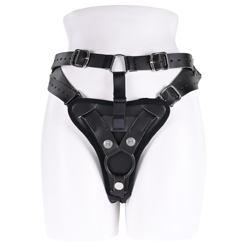 SPORTSHEETS Aurora High Waisted Strap On - Black Adjustable Strap - On Harness (No Probe Included) - STRAP - ONS