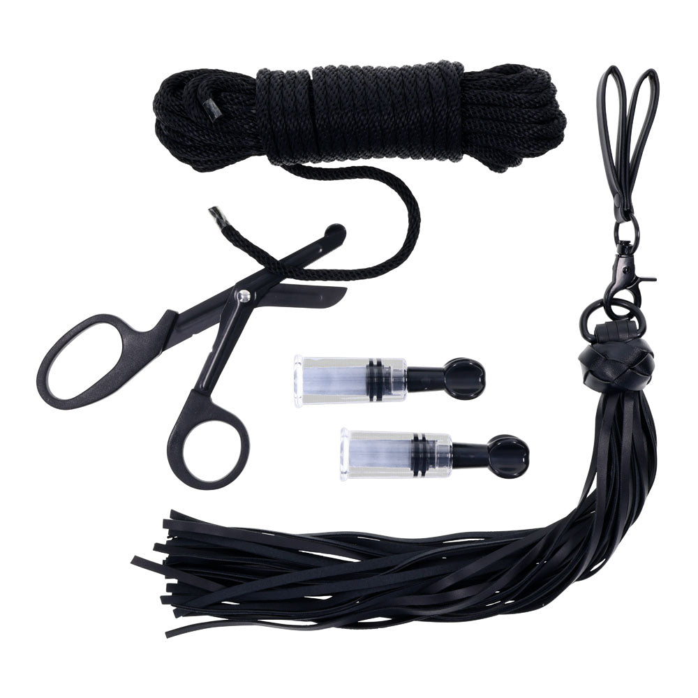 SPORTSHEETS Tied and Twisted Bondage Kit - Black Bondage Kit - 5 Piece Set - BONDAGE - TOYS