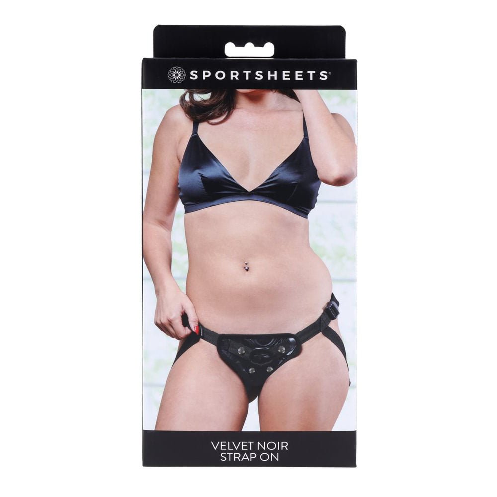 SPORTSHEETS Velvet Noir Strap On - Adjustable Harness - Naughty by Nature Adult Store