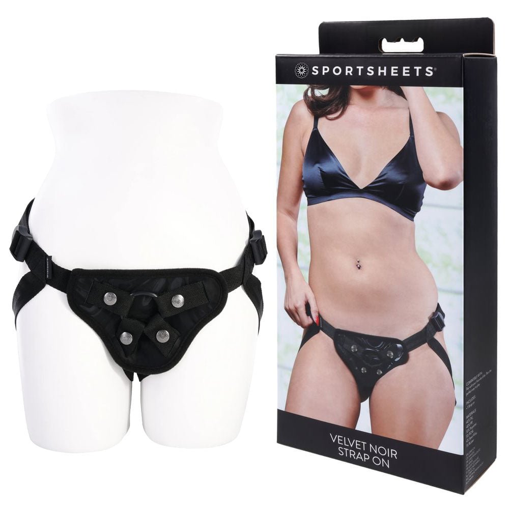 SPORTSHEETS Velvet Noir Strap On - Adjustable Harness - Naughty by Nature Adult Store