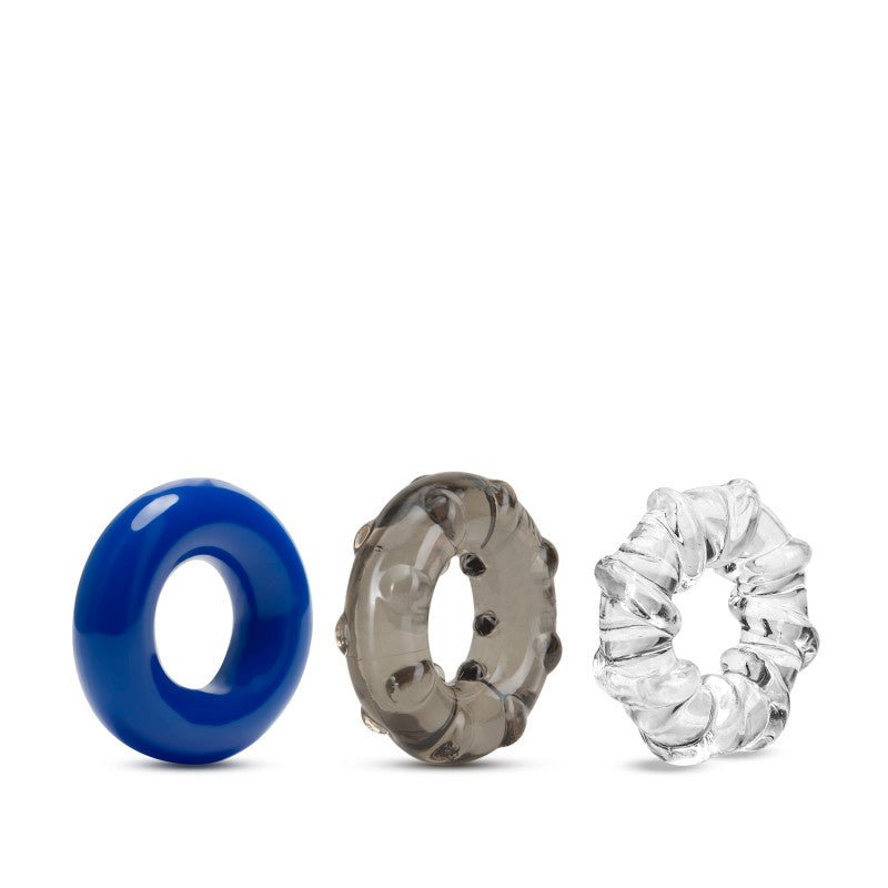 Stay Hard Triple Stretch - Coloured Cock Rings - Set of 3 - COCK RINGS