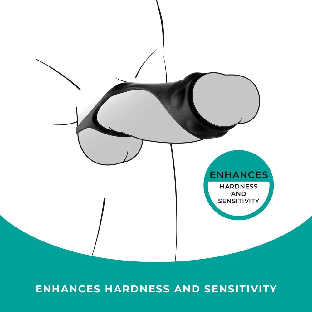 Strap The Balls - Black Cock Strap with Ball Stretcher - COCK RINGS