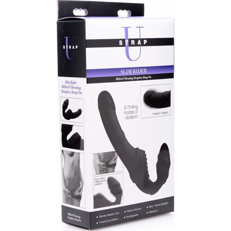 Strap U Slim Rider - Vibrating Silicone Strapless Strap - On Dildo - Adult Toys