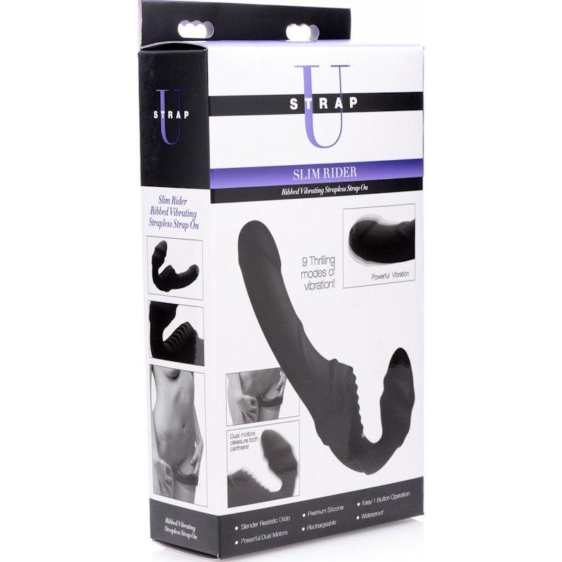 Strap U Slim Rider - Vibrating Silicone Strapless Strap - On Dildo - Adult Toys