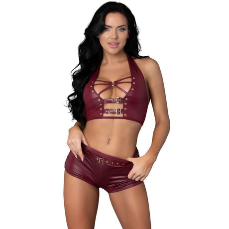 Thalia Burgundy Tease Two Piece Set - Lingerie - Naughty by Nature Adult Store