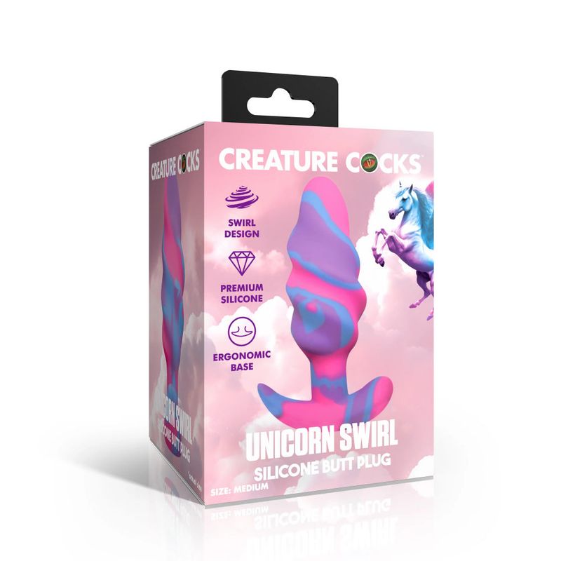 Unicorn Swirl Silicone Butt Plug Large - Adult Toys - Naughty by Nature Adult Store