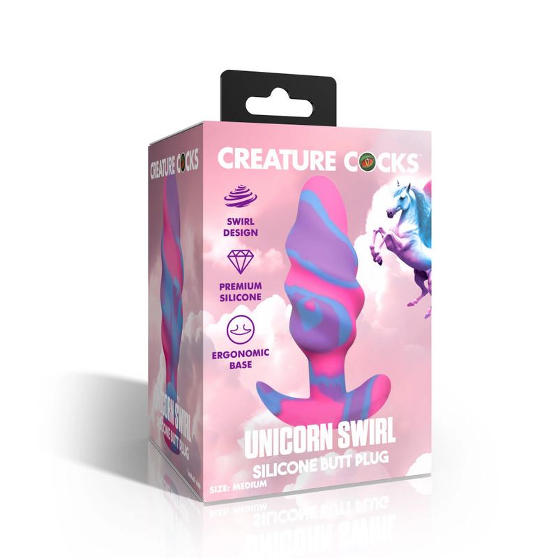 Unicorn Swirl Silicone Butt Plug Medium - Adult Toys - Naughty by Nature Adult Store