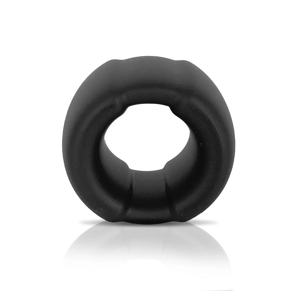 VERS Liquid Silicone Black Ball Stretcher Ring with Steel Core - COCK RINGS