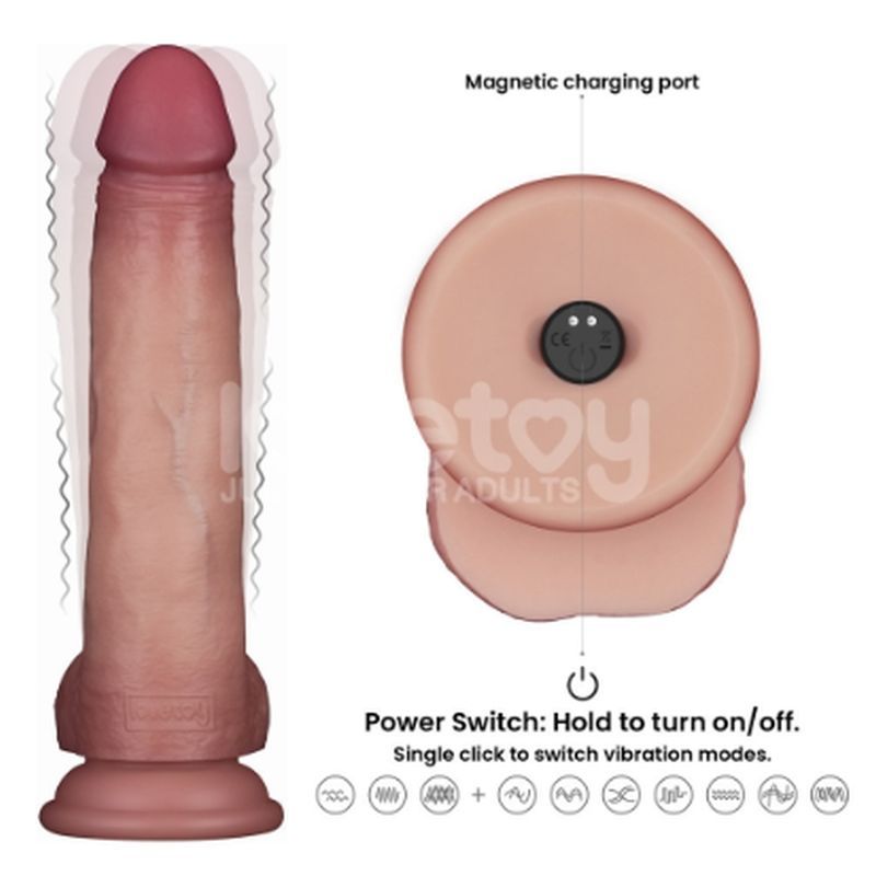 Vibrating Sliding Skin Pro II Silicone Dong 8.5 - Adult Toys - Naughty by Nature Adult Store