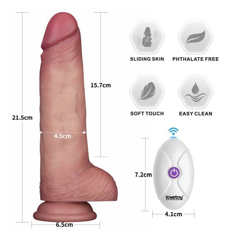 Vibrating Sliding Skin Pro II Silicone Dong 8.5 - Adult Toys - Naughty by Nature Adult Store