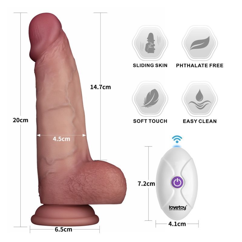 Vibrating Sliding Skin Pro II Silicone Dong 8in - Adult Toys - Naughty by Nature Adult Store