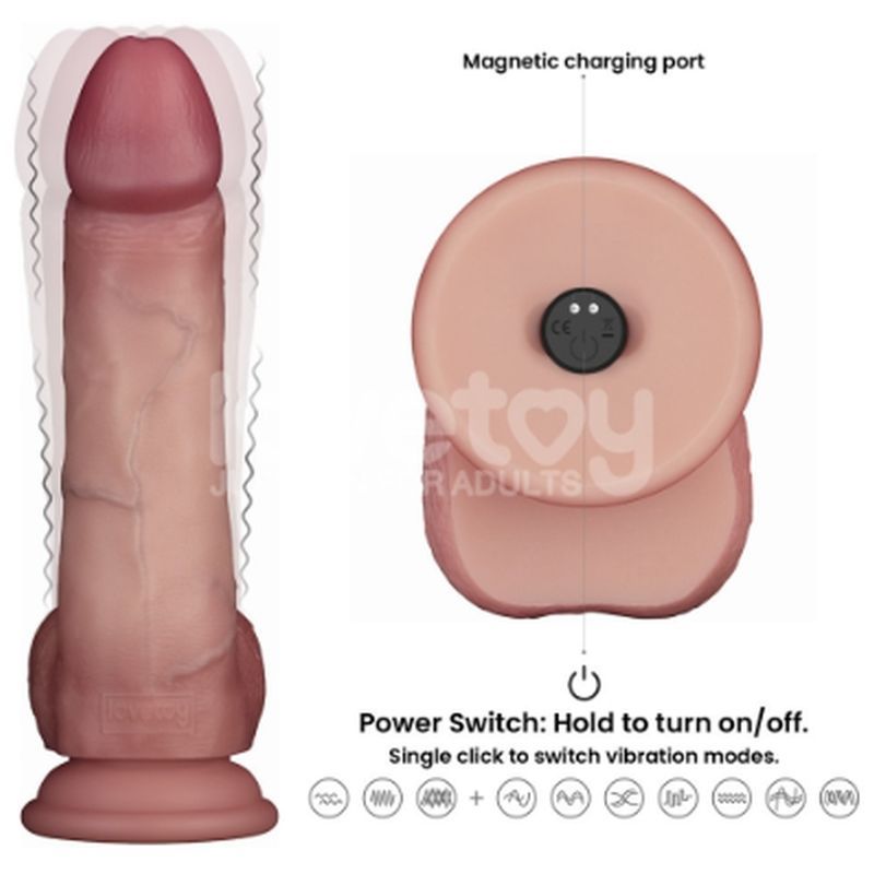 Vibrating Sliding Skin Pro II Silicone Dong 8in - Adult Toys - Naughty by Nature Adult Store