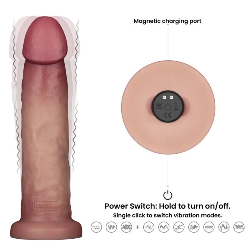 Vibrating Sliding Skin Pro II Silicone Dong 9in - Adult Toys - Naughty by Nature Adult Store