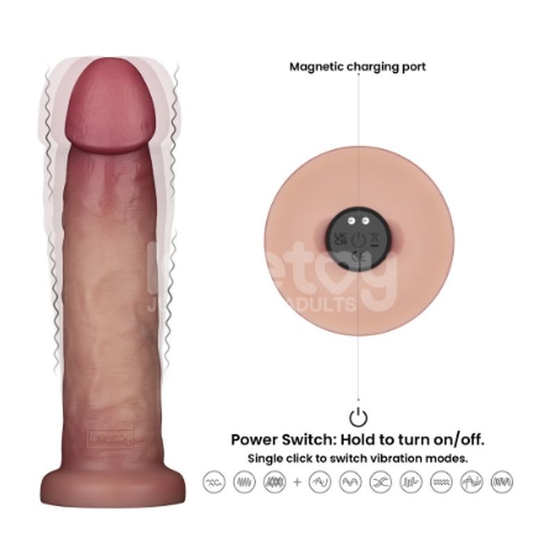 Vibrating Sliding Skin Pro II Silicone Dong 9in - Adult Toys - Naughty by Nature Adult Store