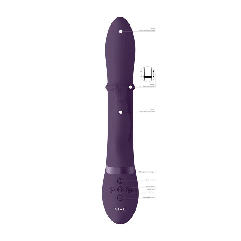 Vive Halo - Purple 24.5 cm USB Rechargeable Rabbit Vibrator - VIBRATORS - RABBIT