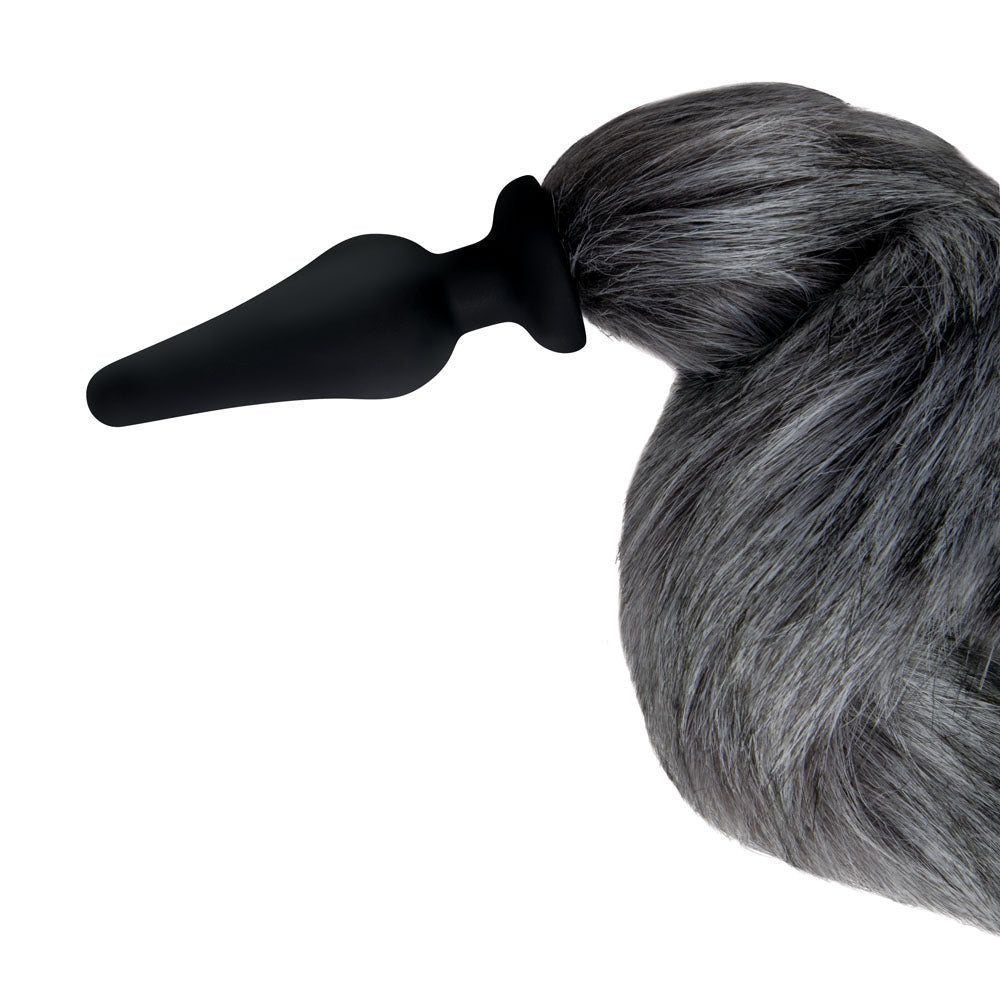 WhipSmart Furry Tales Foxtail Furry Play Set - Grey Foxtail Butt Plug & Furry Ears Set - Anal Toys