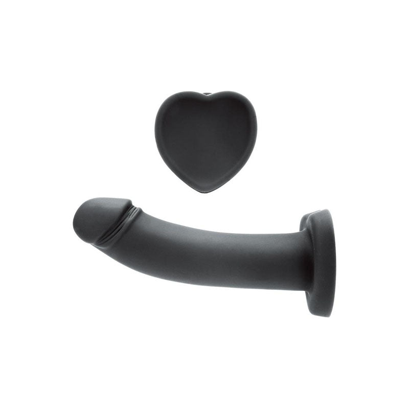 WhipSmart Heartbreaker 7'' Heart Base Dildo - Black 17.8 cm Dong with Heart Shaped Base - DONGS