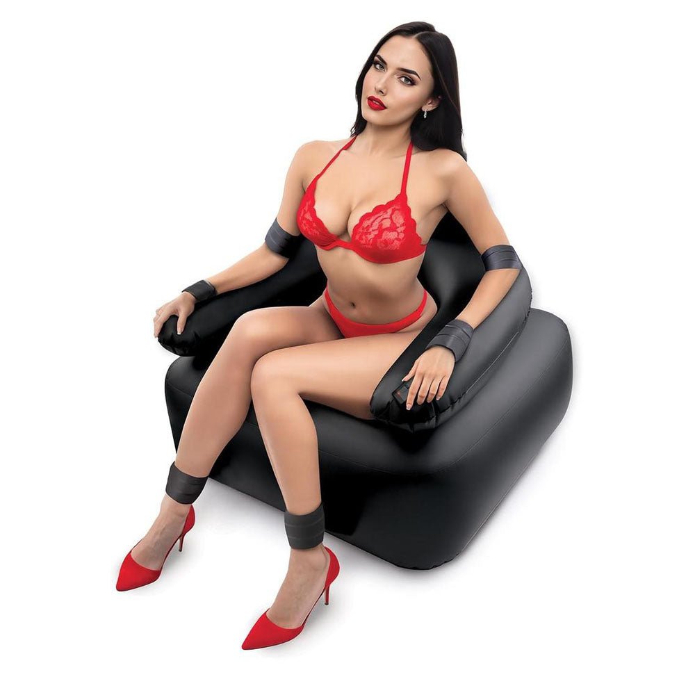 Whipsmart Inflatable Bondage Chair Black Detachable 6 Inch Vibrating Dildo - MACHINES