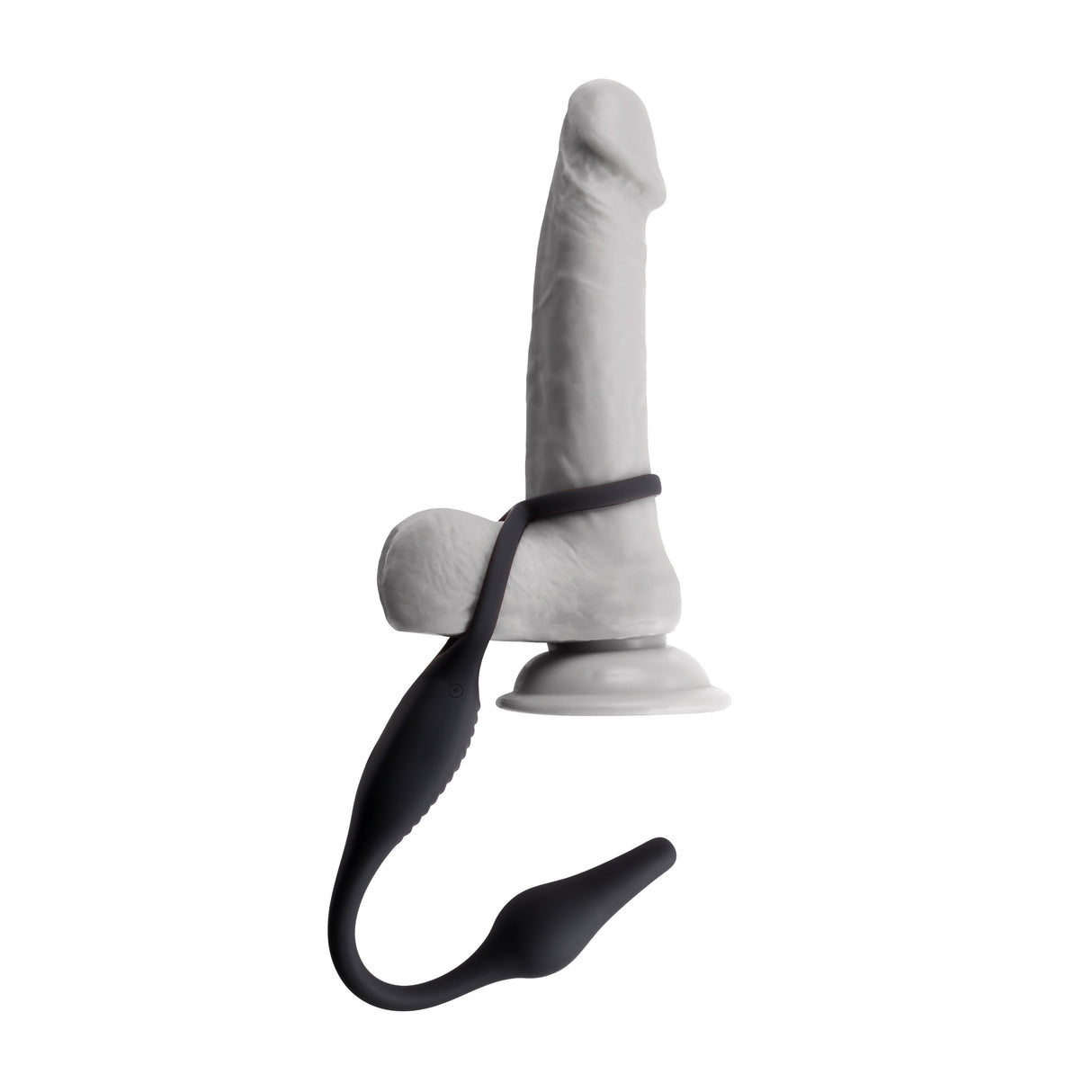 Zero Tolerance PLUG & TUG - Black USB Rechargeable Vibrating Cock Ring with Anal Plug - COCK RINGS