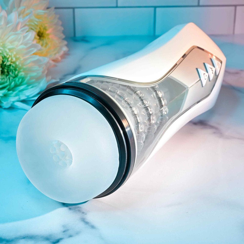 Zero Tolerance STROKING BUDDY - White USB Rechargeable Vibrating & Thrusting Stroker - MASTURBATORS