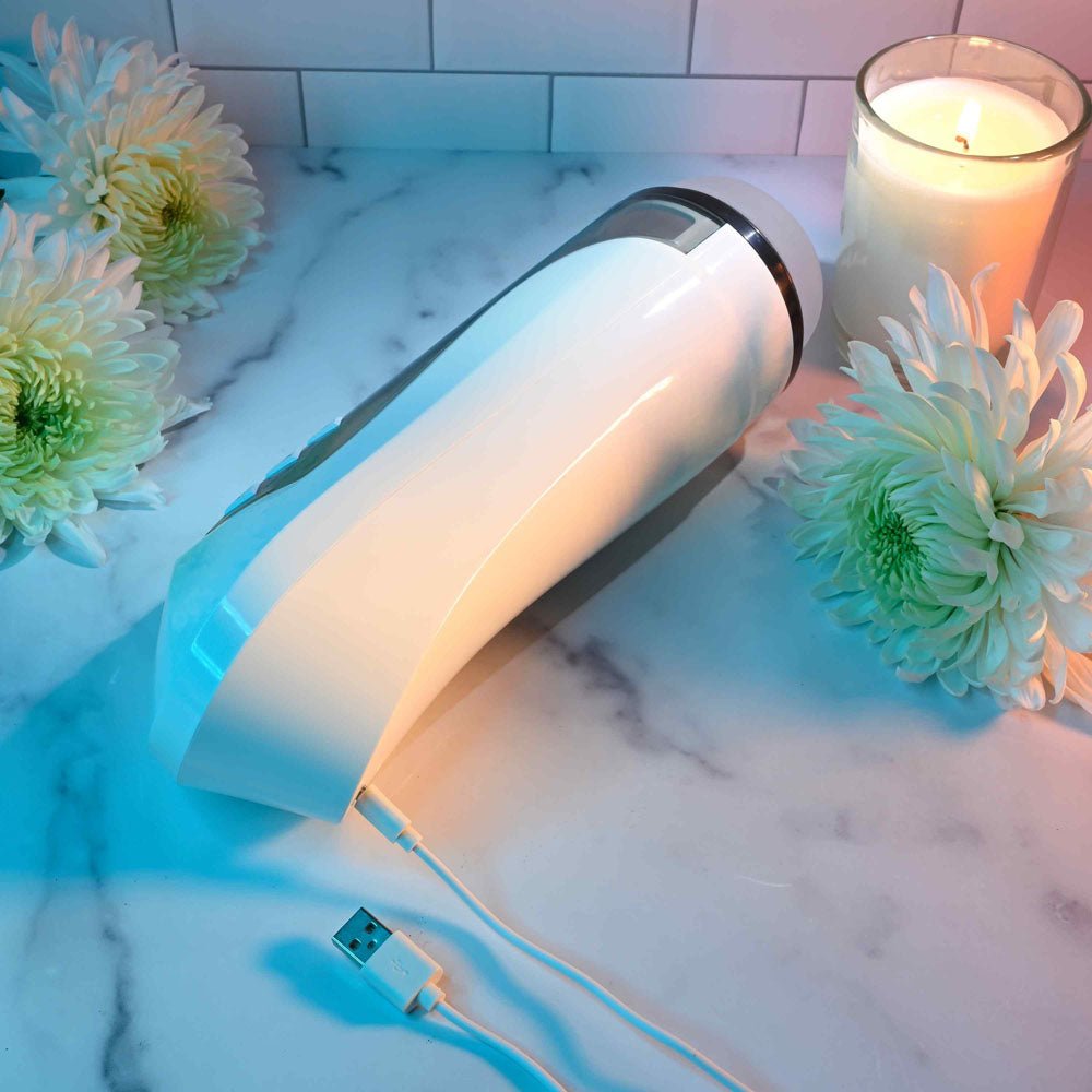 Zero Tolerance STROKING BUDDY - White USB Rechargeable Vibrating & Thrusting Stroker - MASTURBATORS