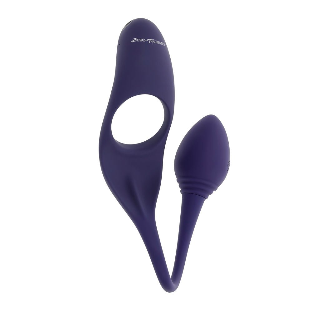Zero Tolerance TIP TO TAIL - Blue USB Rechargeable Vibrating Butt Plug with Vibrating Cock Ring - Anal Toys