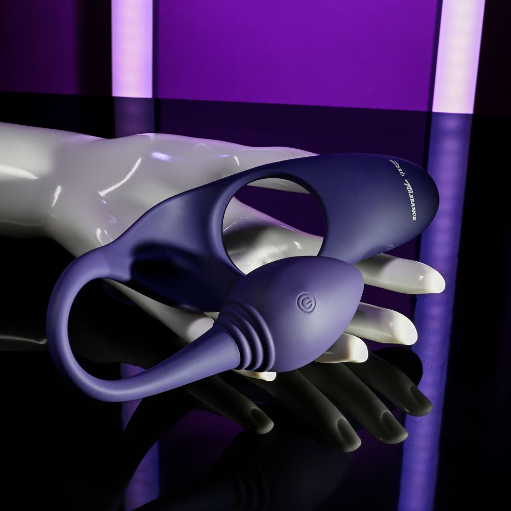 Zero Tolerance TIP TO TAIL - Blue USB Rechargeable Vibrating Butt Plug with Vibrating Cock Ring - Anal Toys