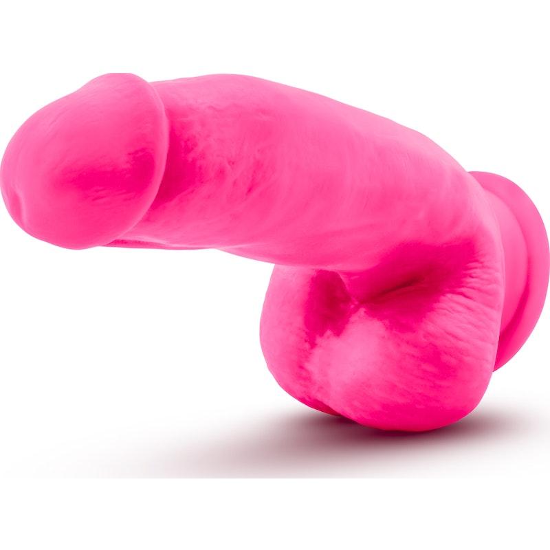 Neo Elite 7in Silicone Dual Density Cock with Balls Neon Pink - Naughty by Nature Adult Store