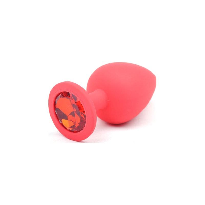 Red Silicone Anal Plug Large w Red Diamond - Naughty by Nature Adult Store