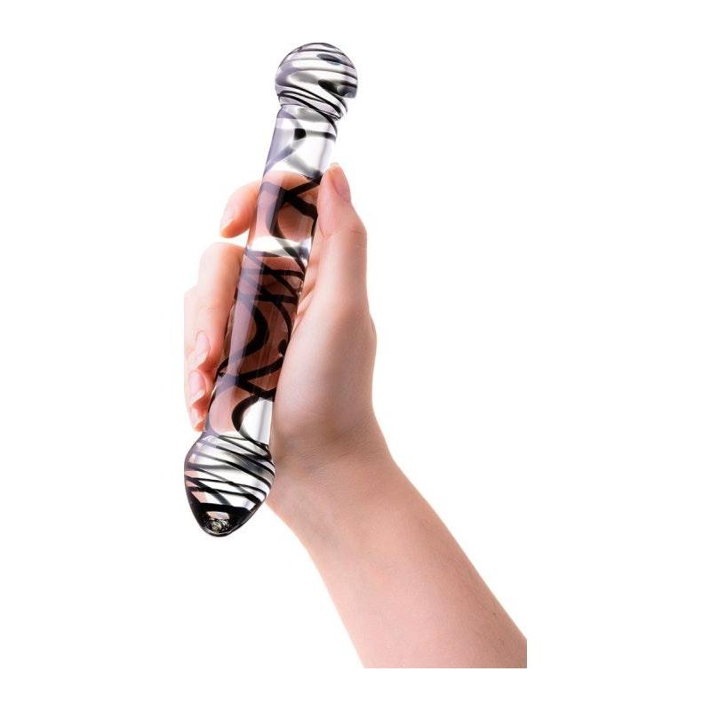 Sexus Glass Dildo Duo Black Swirl 20.5cm - Naughty by Nature Adult Store