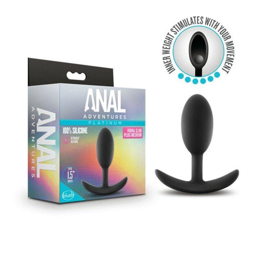 Anal Adventures Platinum Silicone Vibra Slim Plug Medium - Naughty by Nature Adult Store