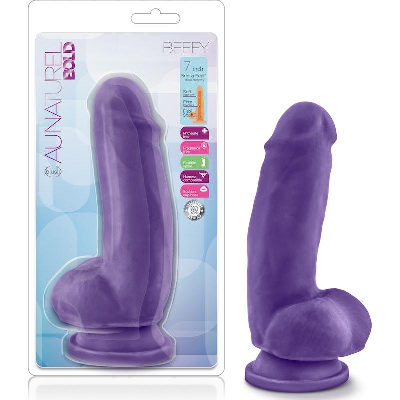 Au Naturel Bold Beefy 7in Dildo Purple - Naughty by Nature Adult Store