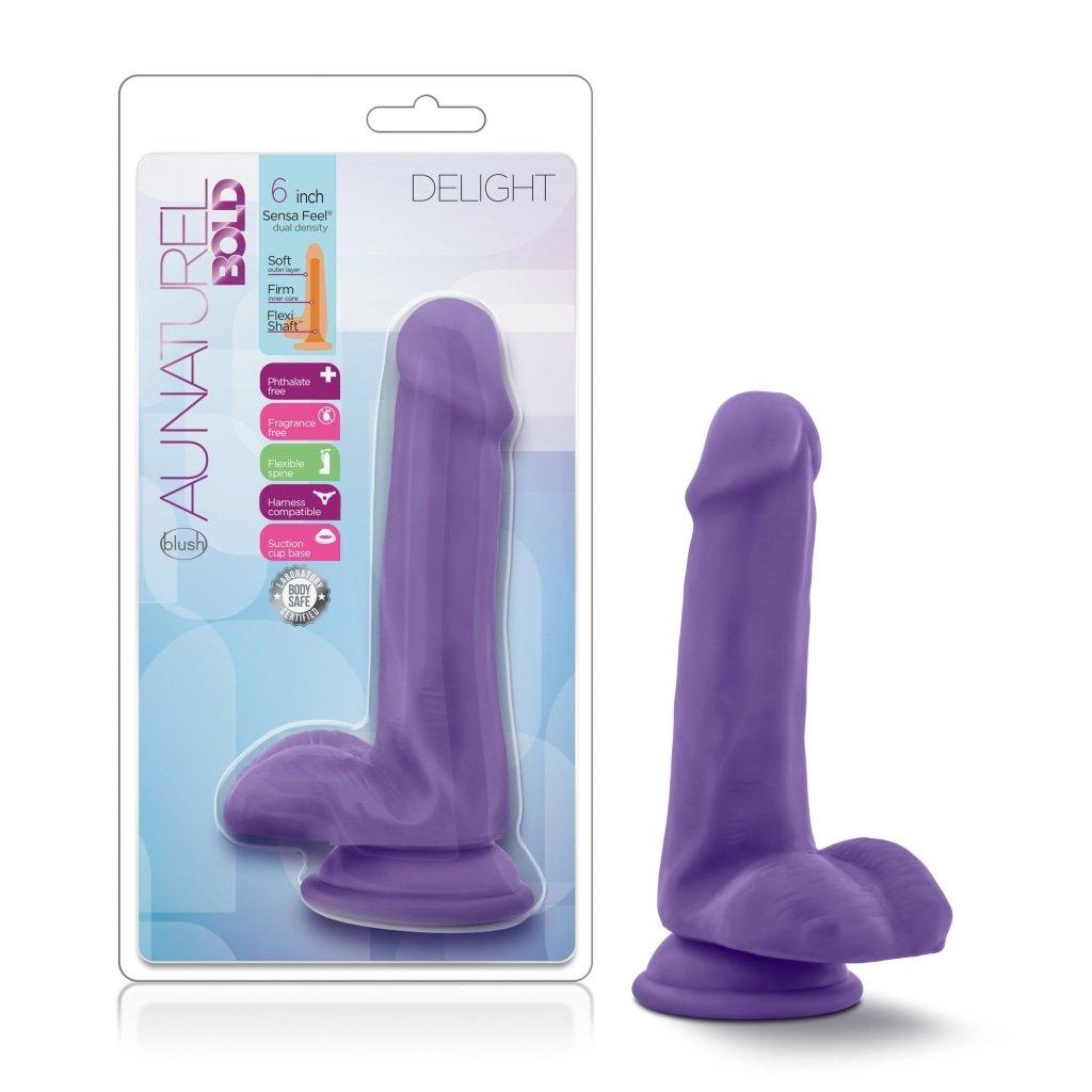 Au Naturel Bold Delight 6in Dildo Purple - Naughty by Nature Adult Store