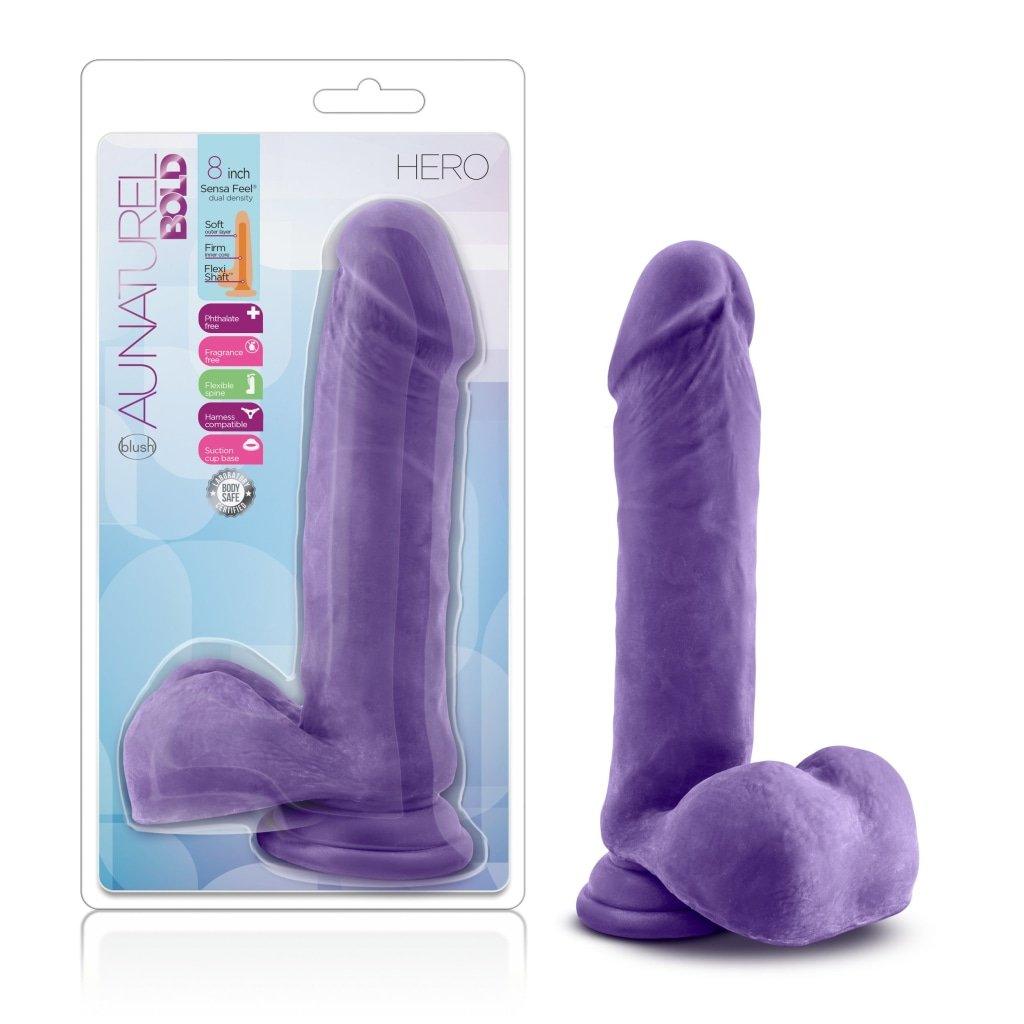 Au Naturel Bold Hero 8in Dildo Purple - Naughty by Nature Adult Store