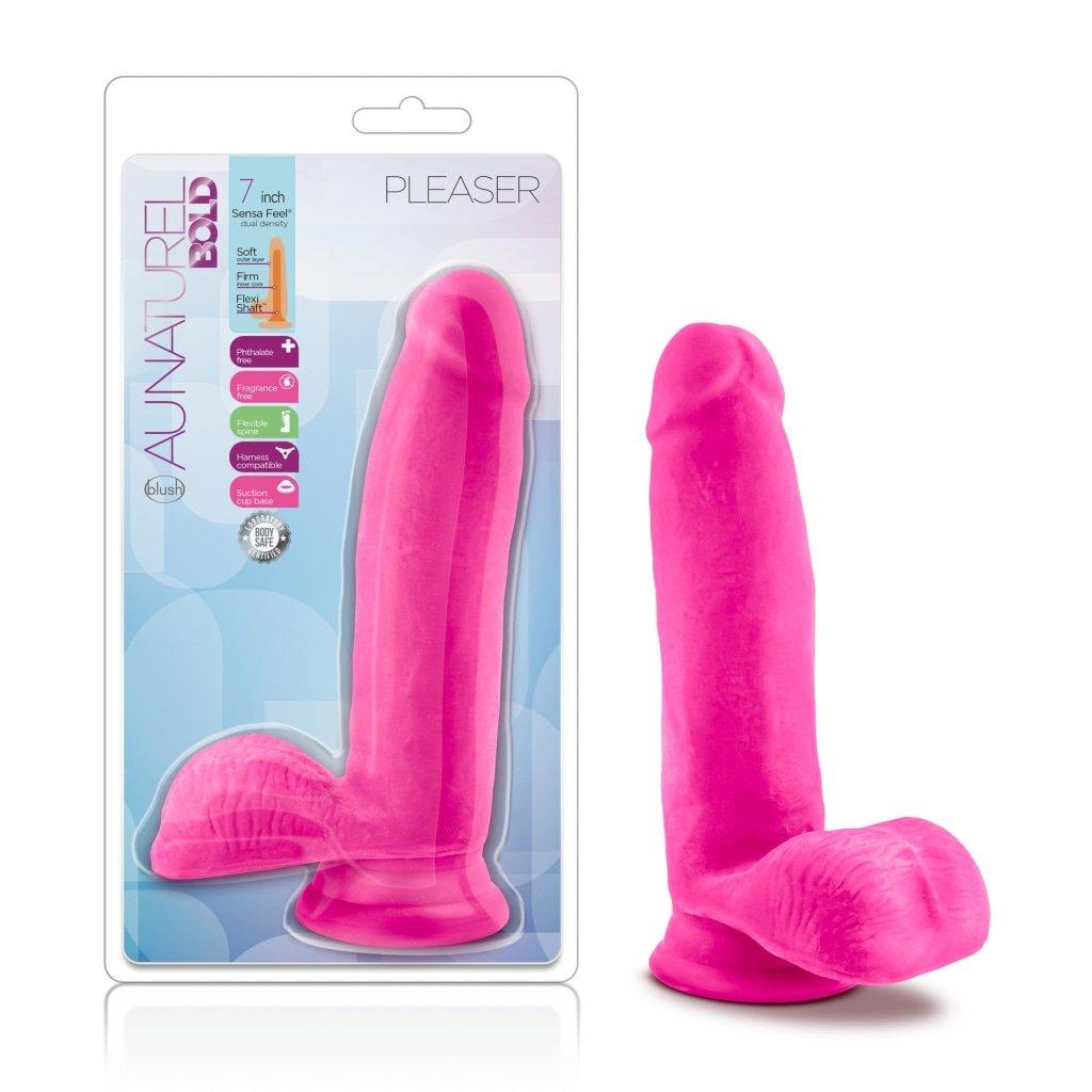 Au Naturel Bold Pleaser 7in Dildo Pink - Naughty by Nature Adult Store