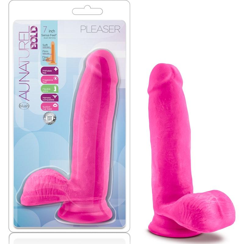 Au Naturel Bold Pleaser 7in Dildo Pink - Naughty by Nature Adult Store