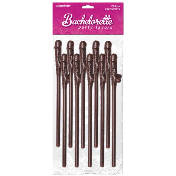 Bachelorette Party Favors - Dicky Sipping Straws - Chocolate Coloured Straws - Set of 10 - Naughty by Nature Adult Store