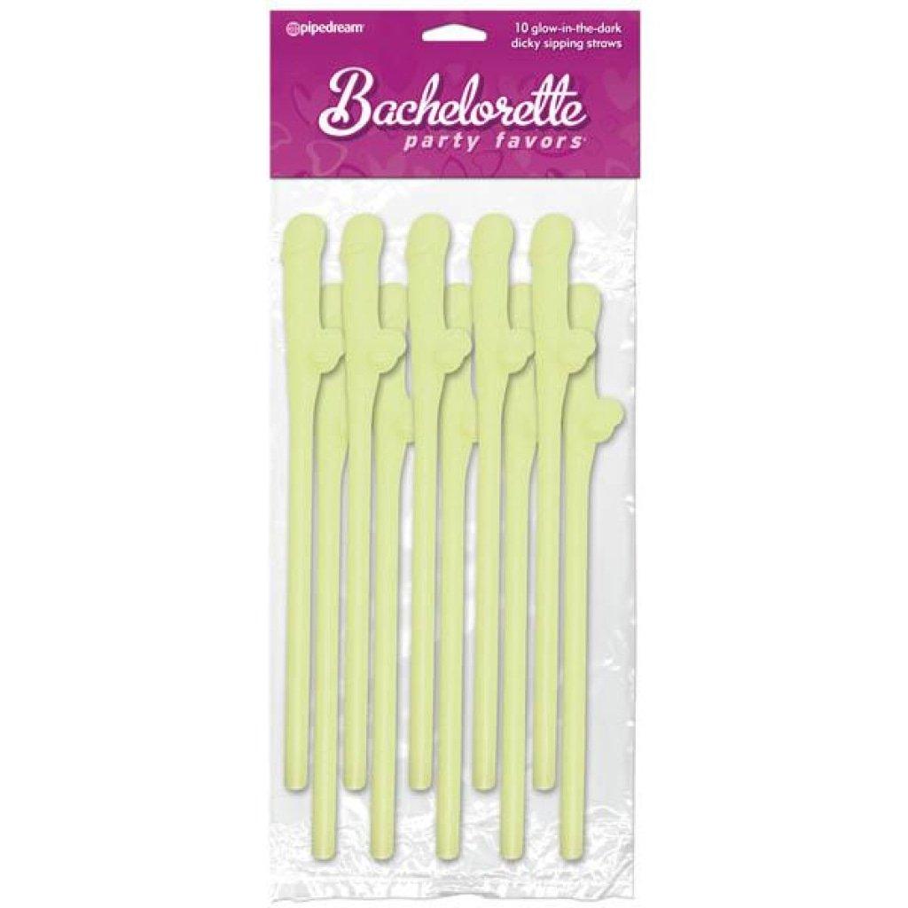 Bachelorette Party Favors - Dicky Sipping Straws - Glow in the Dark Straws - Set of 10 - Naughty by Nature Adult Store
