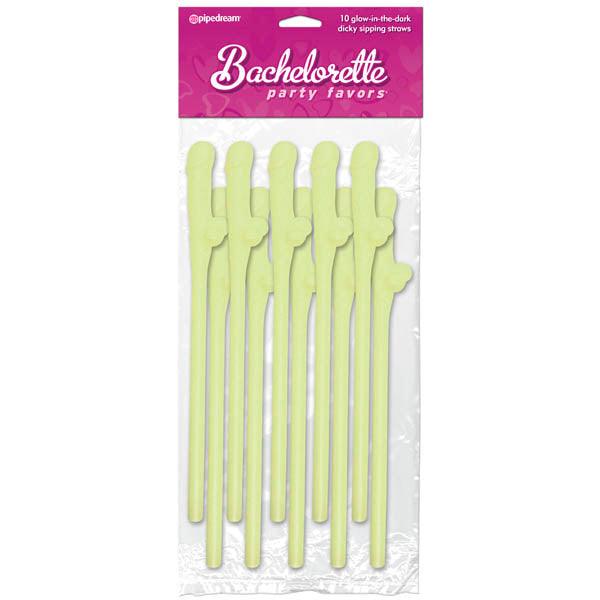 Bachelorette Party Favors - Dicky Sipping Straws - Glow in the Dark Straws - Set of 10 - Naughty by Nature Adult Store