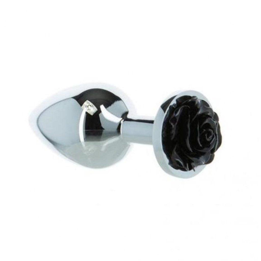 Black Rose 3in Metal Butt Plug - Naughty by Nature Adult Store